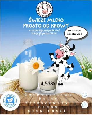 Świeże mleko prosto od krowy