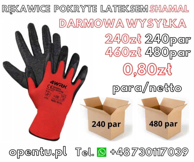 Rękawiczki robocze Shamal pokryte lateksem