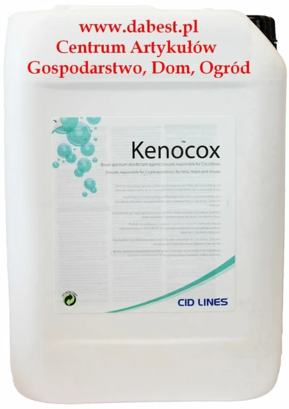 KENOCOX 10 L- preparat do dezynfekcji pomieszczeń, bardzo skuteczny, biobójczy wobec cyst, skuteczna dezynfekcja ognisk kokcydiozy.
