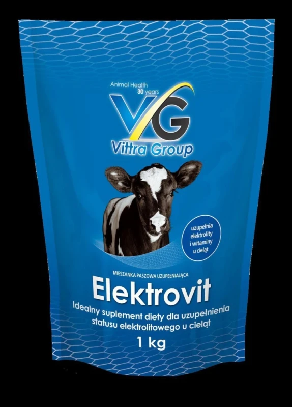 ELEKTROVIT 1 kg  zestaw witamin i elektrolitów, uzupełnienie statusu elektrolitowego u cieląt.
