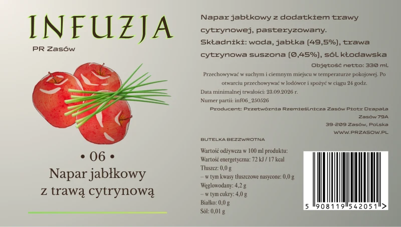 Napary jabłkowo - botaniczne  zestaw 7 x 330 ml  Napoje  INFUZJA