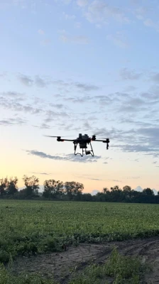 Opryski dronem rolniczym DJI Agras  Próba